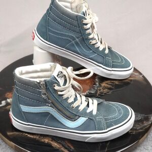 Vans Sk8-Hi Zip High Top Sneakers Blue Suede Casual Shoes Size US M5